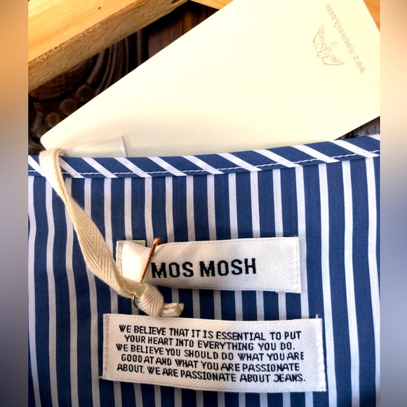 Mos Mosh Stripe Vintage Blue Loose Dress XS - Picture 5 of 8
